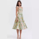 Miriam – Blumendruck Midikleid mit Seitenschlitz und Spaghettiträger