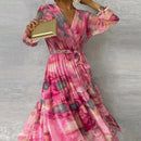 Olivia - Elegantes langärmeliges Maxikleid mit Blumenmuster