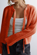 Jutta - Lässige Schleife vorne Strickjacke mit langen Ärmeln