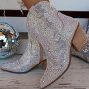 Glitzer Damenstiefel aus PU mit Spitz Zulaufend und Hohem Absatz – Elegante Stiefel für Abendveranstaltungen-1