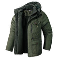 Jonas - Langärmeliger Mehrere Taschen Vlies Kapuze Parka Mantel