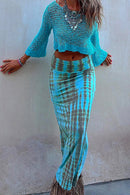 Safa – Hoch taillierter Tie Dye Rock mit verstellbarem Bund und fließender Form