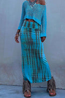 Safa – Hoch taillierter Tie Dye Rock mit verstellbarem Bund und fließender Form
