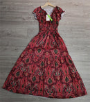 Aria – Stylisches V Ausschnitt Maxikleid Mit Geraffter Taille