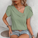 Zara - Elegance Locker Geschnittene Bluse Mit Kurzen Ärmeln