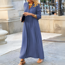 Barbara - Lässiges V Ausschnitt langes Maxikleid mit langen Ärmeln