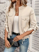 Arielle - Langärmelige Standkragen Reißverschluss Jacke