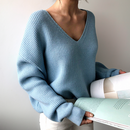 Gisela - Warmer V Ausschnitt Langärmelig Strickpullover