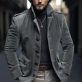 Bastian - Langärmelig Standkragen Kord Blazer Mit Taschen