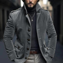 Bastian - Langärmelig Standkragen Kord Blazer Mit Taschen