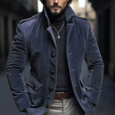 Bastian - Langärmelig Standkragen Kord Blazer Mit Taschen