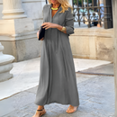 Barbara - Lässiges V Ausschnitt langes Maxikleid mit langen Ärmeln