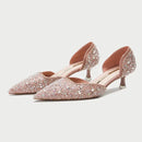 Greta - Stilvolle Schuhe mit spitzer Zehe und mittlerem Absatz mit Glitzeroberfläche