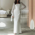 Lina – Modisches Langarm Schlanke Passform Kleid mit quadratischem Kragen