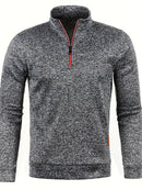 Anselm - Lässig Langärmelig Vlies Halber Reißverschluss Pullover