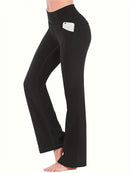 Anke – Schmal geschnittene Hose mit hoher Taille und weitem Bein und Taschen