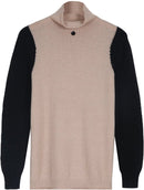 Emma - Eleganter zweifarbiger Rollkragenpullover aus Wolle