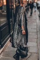 Erika - Modische Langarmjacke mit glänzenden Pailletten und offener Front