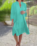 Mia - Lässiges Kleid Mit V Ausschnitt Und Weiten Ärmeln