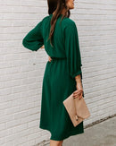 Aria - Bequemes Rundhalsausschnitt Midikleid