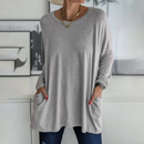 Melanie – Langarm Blusen mit lockerer Passform und Seitentaschen