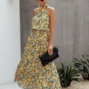 Hannah - Stylisches Maxikleid mit Blumenmuster und verstellbarem Neckholder
