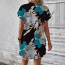 Luisa – Blumendruck Minikleid mit Rundhalsausschnitt und kurzen Ärmeln