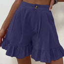 Amelina – Locker geschnittene Kurze Hosen mit hoher Taille und Falten und Taschen