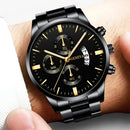 Helmut – Elegante rundem Zifferblatt Uhr mit Kalenderanzeige und Luxus Gurt