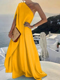 Amara - Elegantes Maxikleid mit  Ein-Schulter und zartem Schulterdetail