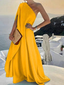 Amara - Elegantes Maxikleid mit  Ein-Schulter und zartem Schulterdetail