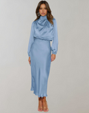 Mila - Lässig Satin Ärmel Lose Langes Kleid