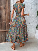 Clara – Maxikleid Mit Lebhaftem Print Und Kurzen Ärmeln