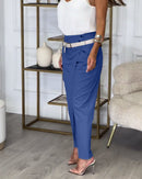 Elena – Elegante drapierte Hose mit verstellbarem Schnallengürtel