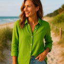 Sophia – Langarmshirt mit Umlegekragen und Knöpfen