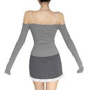 Emma – Stilvolles schulterfreies Langarmtop mit Schleifendesign