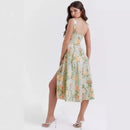 Miriam – Blumendruck Midikleid mit Seitenschlitz und Spaghettiträger