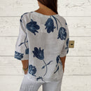 Hedda – Bluse mit V Ausschnitt und kurzen Ärmeln und Blumenmuster