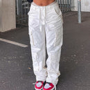 Pauline – Locker geschnittene Cargohose mit hoher Taille Knopf und mehreren Taschen