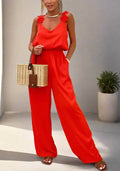 Leona – Ärmelloser Jumpsuit mit weitem Bein rückenfreier Passform und verstellbaren Trägern