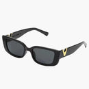 Isalie – Luxuriöse ovale Sonnenbrille mit goldenem V Akzent und schmalem Rahmen