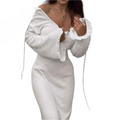 Greta – Elegantes rückenfreies Maxikleid mit langen Ärmeln