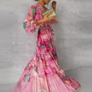 Olivia - Elegantes langärmeliges Maxikleid mit Blumenmuster