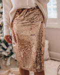 Hanna - Bequeme hohe Taille Paillettenrock für luxuriösen Look