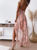Leonie – Stilvolles ärmelloses Kleid mit zartem Blumendruck und V Ausschnitt