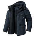 Jonas - Langärmeliger Mehrere Taschen Vlies Kapuze Parka Mantel