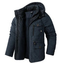 Jonas - Langärmeliger Mehrere Taschen Vlies Kapuze Parka Mantel