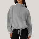 Sophia - Langärmeliger Känguru Tasche Halber Reißverschluss Pullover