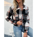 Yvaine - Langärmelige Bomberjacke mit Karomuster und Knöpfen
