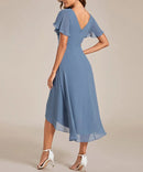 Maya – Stilvolles Midikleid Mit Kurzen Ärmeln